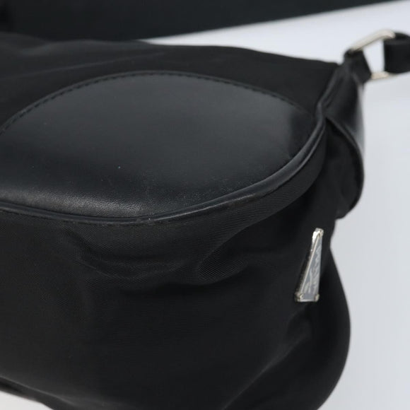 PRADA Umhängetasche Nylon Schwarz Silber Auth ARZ672A