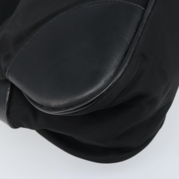 PRADA Umhängetasche Nylon Schwarz Silber Auth ARZ672A