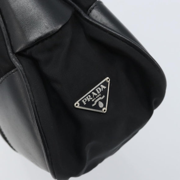 PRADA Umhängetasche Nylon Schwarz Silber Auth ARZ672A