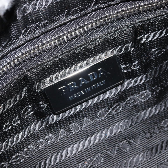 PRADA Umhängetasche Nylon Schwarz Silber Auth ARZ672A