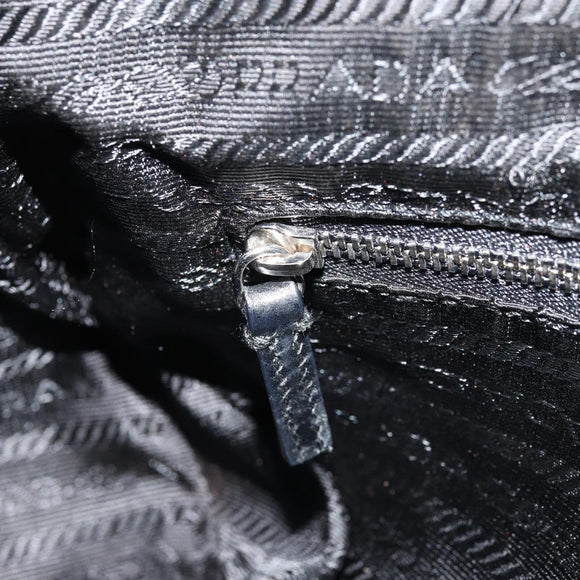PRADA Umhängetasche Nylon Schwarz Silber Auth ARZ672A