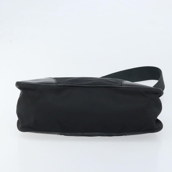 PRADA Umhängetasche Nylon Schwarz Silber Auth ARZ672A