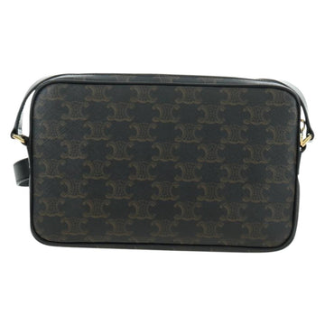 CELINE Triomphe Medium Messenger bag Shoulder Bag PVC Black Gold Auth ARZ678SAM - 0