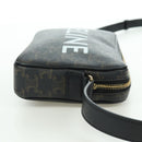 CELINE Triomphe Medium Messenger bag Shoulder Bag PVC Black Gold Auth ARZ678SAM-4