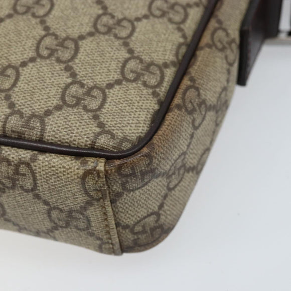 GUCCI GG Supreme Shoulder Bag PVC Beige Silver 122754 Auth ARZ682A