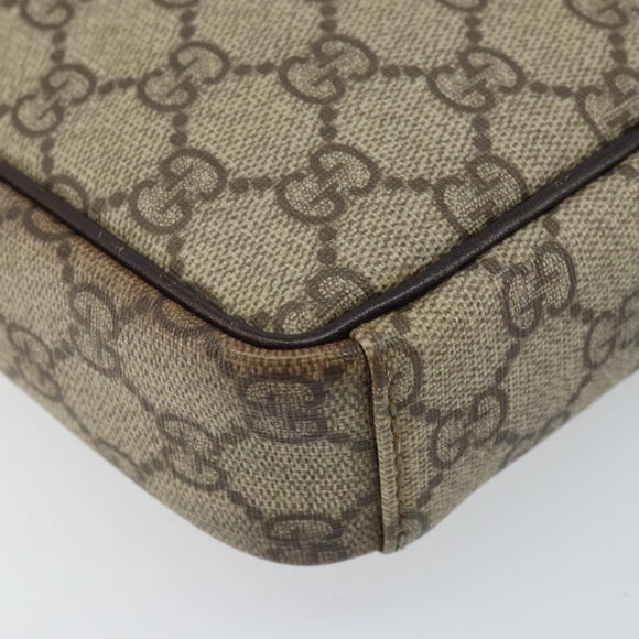 GUCCI GG Supreme Shoulder Bag PVC Beige Silver 122754 Auth ARZ682A