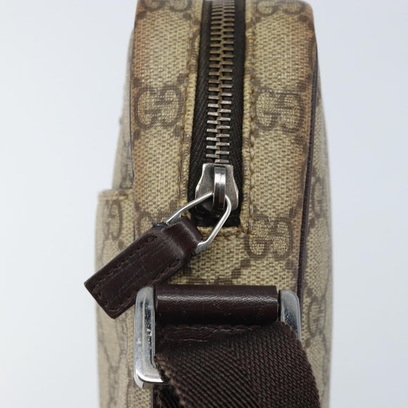 GUCCI GG Supreme Shoulder Bag PVC Beige Silver 122754 Auth ARZ682A