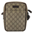 GUCCI GG Supreme Shoulder Bag PVC Beige Silver 122754 Auth ARZ682A-2