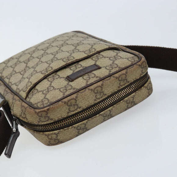 GUCCI GG Supreme Shoulder Bag PVC Beige Silver 122754 Auth ARZ682A