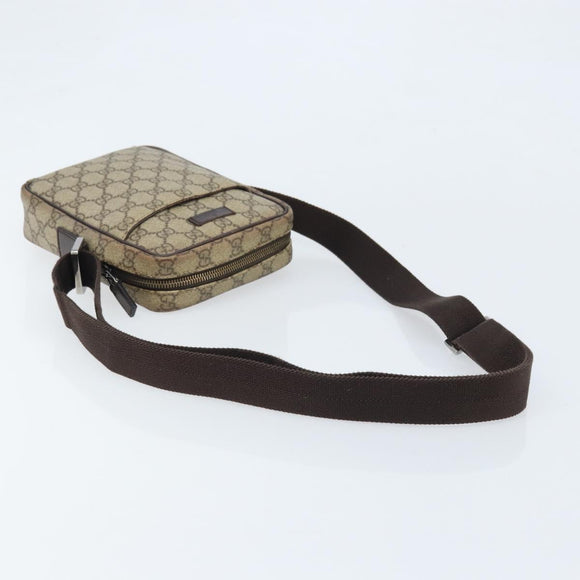 GUCCI GG Supreme Shoulder Bag PVC Beige Silver 122754 Auth ARZ682A