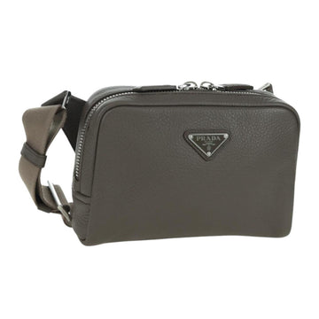 PRADA Vitterodino Shoulder Bag Leather Gray Silver 2VH184 Auth ARZ688SAM