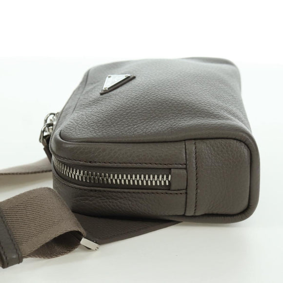 PRADA Vitterodino Shoulder Bag Leather Gray Silver 2VH184 Auth ARZ688SAM