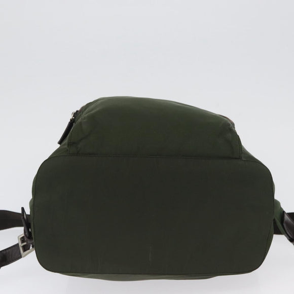 PRADA Backpack Nylon Khaki Silver Auth ARZ693