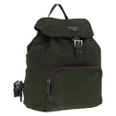 PRADA Backpack Nylon Khaki Silver Auth ARZ693-1