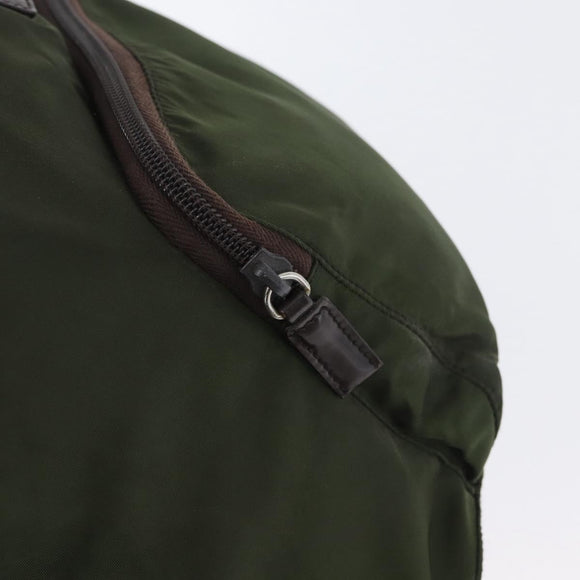 PRADA Backpack Nylon Khaki Silver Auth ARZ693