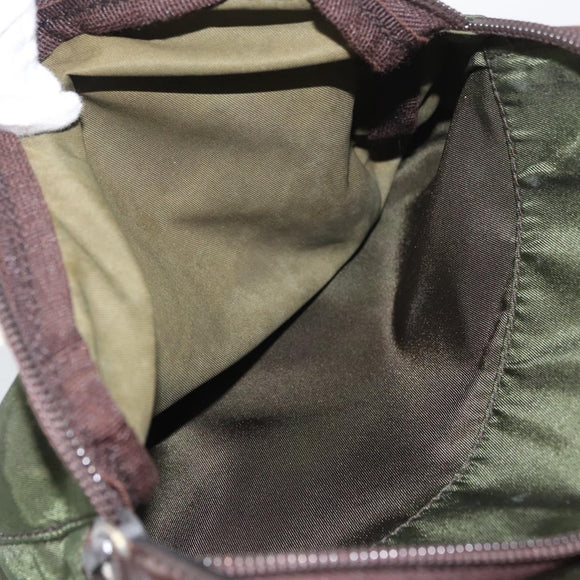 PRADA Backpack Nylon Khaki Silver Auth ARZ693