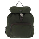 PRADA Backpack Nylon Khaki Silver Auth ARZ693-13
