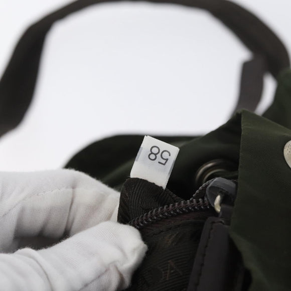 PRADA Backpack Nylon Khaki Silver Auth ARZ693