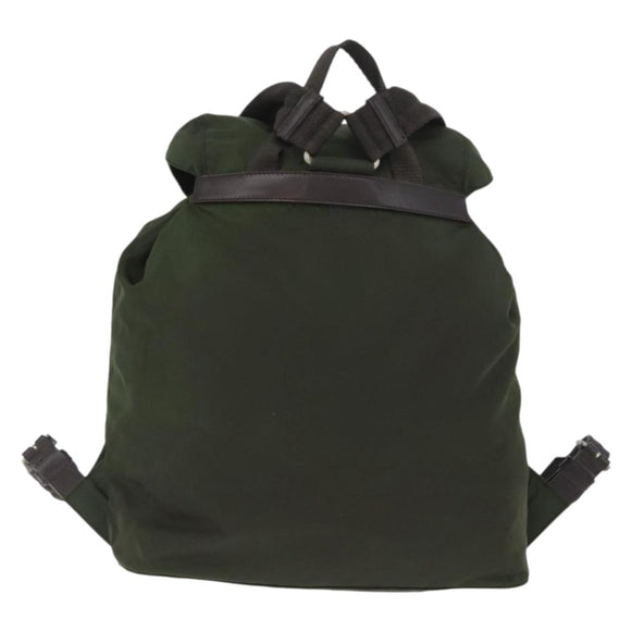 PRADA Backpack Nylon Khaki Silver Auth ARZ693