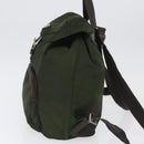 PRADA Backpack Nylon Khaki Silver Auth ARZ693-3