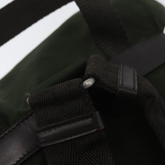 PRADA Backpack Nylon Khaki Silver Auth ARZ693