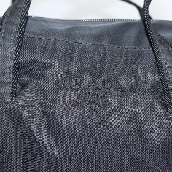 PRADA Hand Bag Nylon Black Silver Auth ARZ694