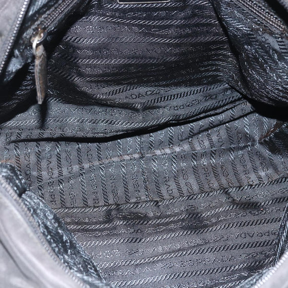 PRADA Hand Bag Nylon Black Silver Auth ARZ694
