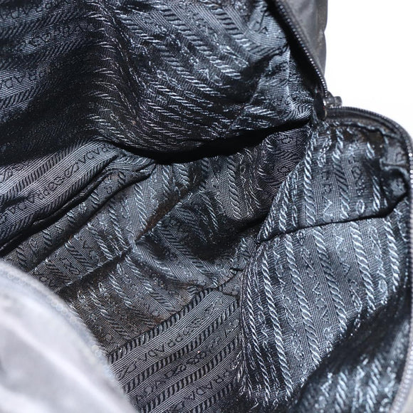 PRADA Hand Bag Nylon Black Silver Auth ARZ694