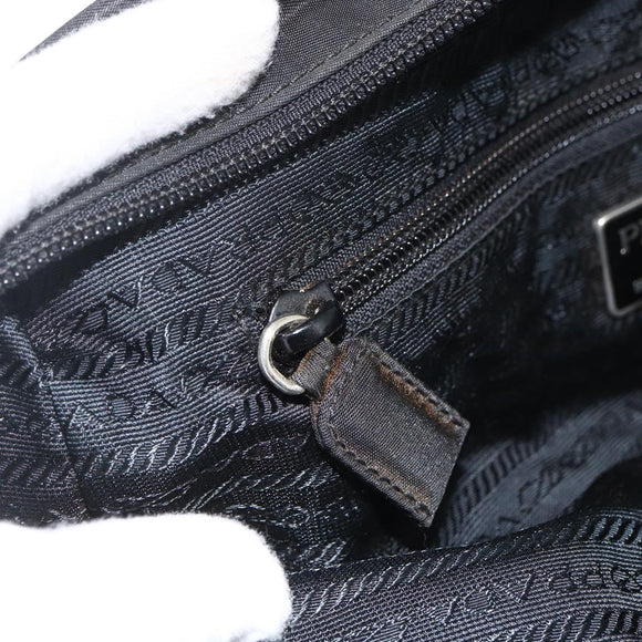 PRADA Hand Bag Nylon Black Silver Auth ARZ694