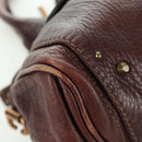 Chloe Paddington Hand Bag Leather Brown Silver gold Auth ARZ698SAV-10