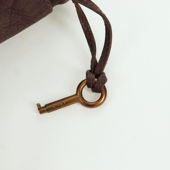 Chloe Paddington Hand Bag Leather Brown Silver gold Auth ARZ698SAV
