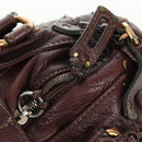Chloe Paddington Hand Bag Leather Brown Silver gold Auth ARZ698SAV-16
