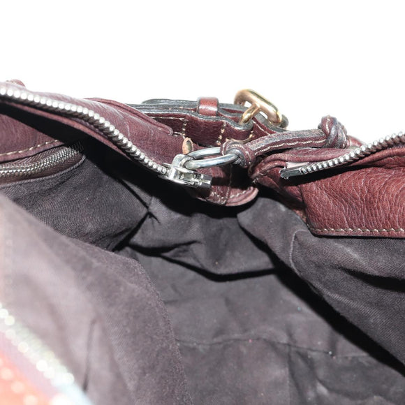 Chloe Paddington Hand Bag Leather Brown Silver gold Auth ARZ698SAV