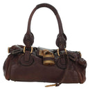 Chloe Paddington Hand Bag Leather Brown Silver gold Auth ARZ698SAV-2