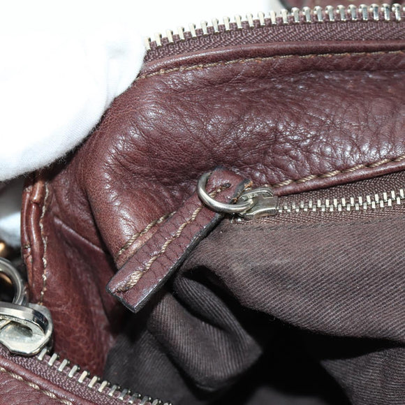Chloe Paddington Hand Bag Leather Brown Silver gold Auth ARZ698SAV