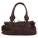 Chloe Paddington Hand Bag Leather Brown Silver gold Auth ARZ698SAV-3