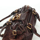 Chloe Paddington Hand Bag Leather Brown Silver gold Auth ARZ698SAV-6