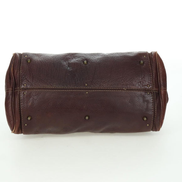Chloe Paddington Hand Bag Leather Brown Silver gold Auth ARZ698SAV