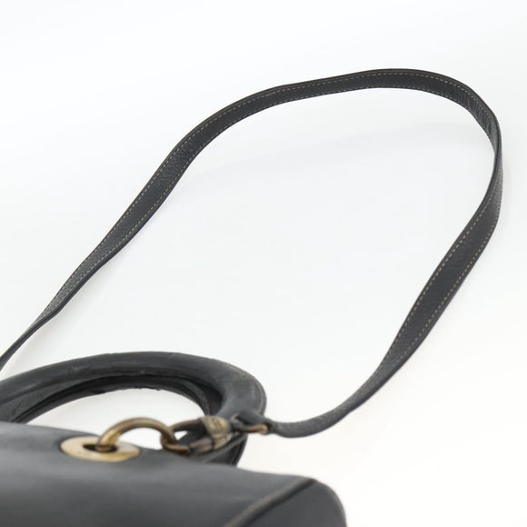 Christian Dior Lady Dior Tote Bag Leather 2way Black Gold Auth ARZ701