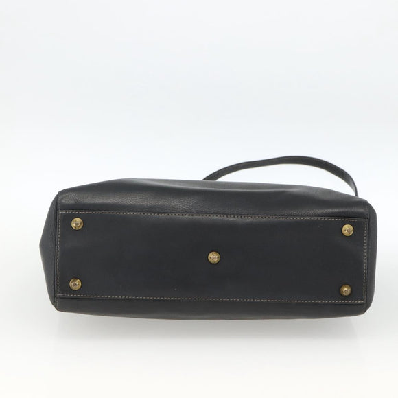 Christian Dior Lady Dior Tote Bag Leather 2way Black Gold Auth ARZ701