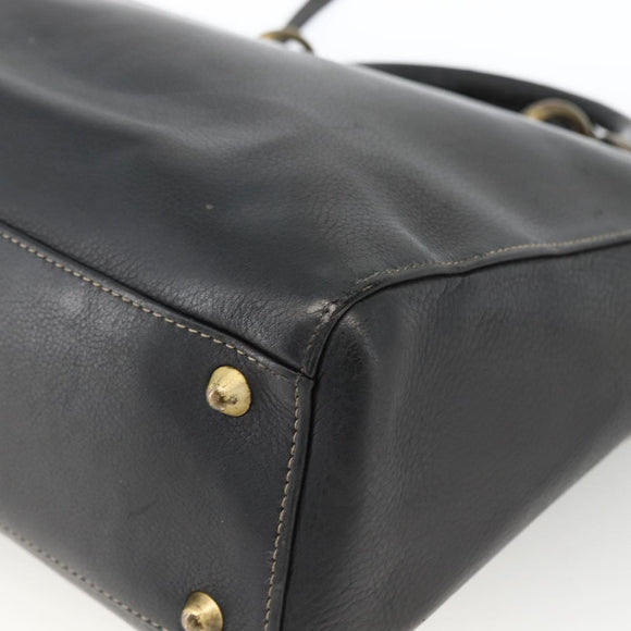 Christian Dior Lady Dior Tote Bag Leather 2way Black Gold Auth ARZ701