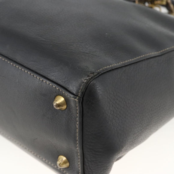 Christian Dior Lady Dior Tote Bag Leather 2way Black Gold Auth ARZ701