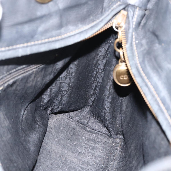 Christian Dior Lady Dior Tote Bag Leather 2way Black Gold Auth ARZ701