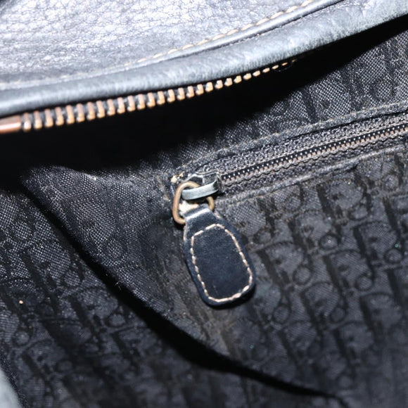 Christian Dior Lady Dior Tote Bag Leather 2way Black Gold Auth ARZ701