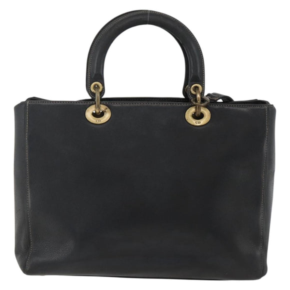 Christian Dior Lady Dior Tote Bag Leather 2way Black Gold Auth ARZ701
