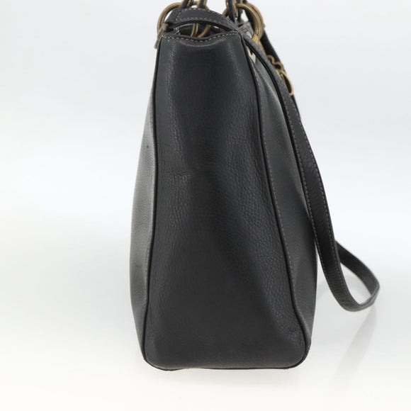 Christian Dior Lady Dior Tote Bag Leather 2way Black Gold Auth ARZ701