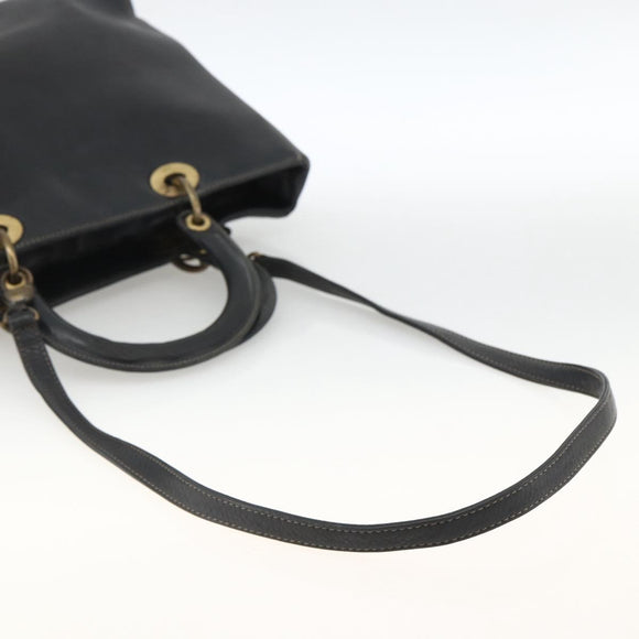Christian Dior Lady Dior Tote Bag Leather 2way Black Gold Auth ARZ701