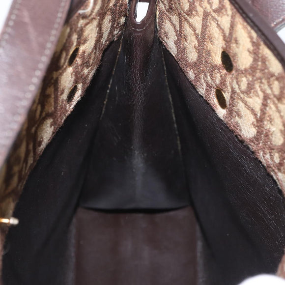 Christian Dior Trotter Canvas Tote Bag Beige Gold Auth BSZ704A