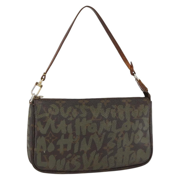 LOUIS VUITTON Monogram graffiti Pochette Pouch Khaki M92191 LV Auth BSZ705A