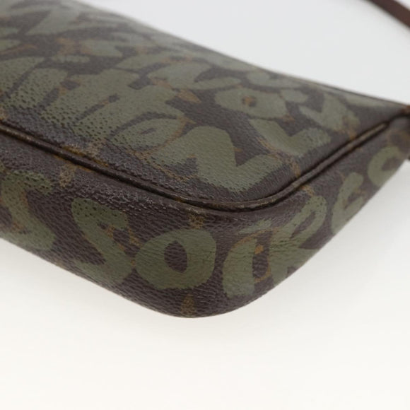 LOUIS VUITTON Monogram graffiti Pochette Pouch Khaki M92191 LV Auth BSZ705A